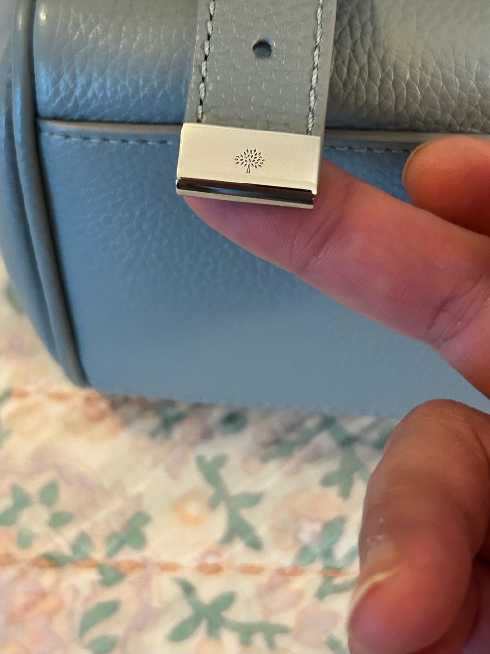 MULBERRY Mini Alexa Heavy Grain Leather Handbag Satchel in Cloud Blue EUC - Picture 6 of 16